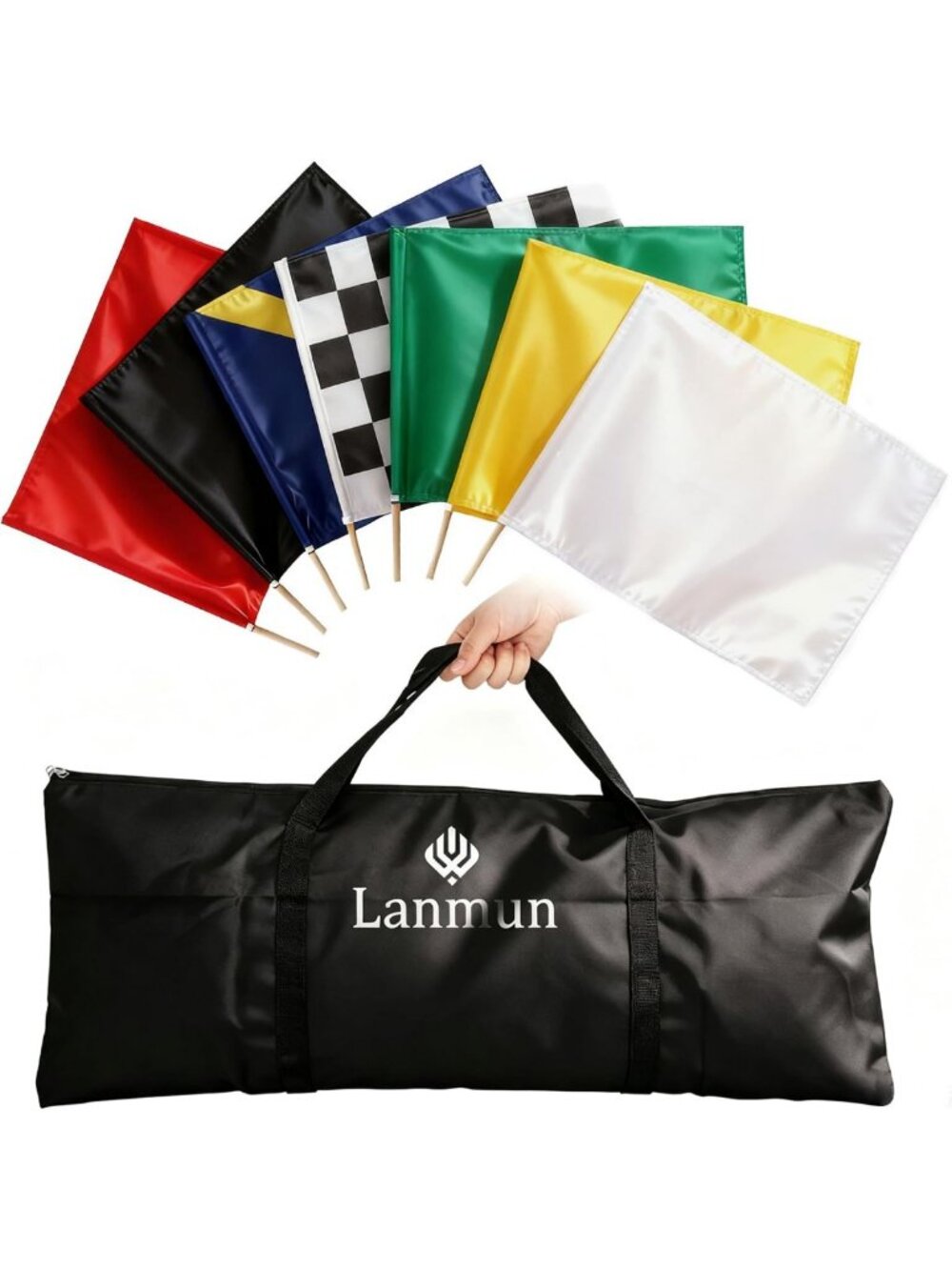 Set of 7 Racing Flags 24x30 Inches with Convenient 35-Inch Storage Bag